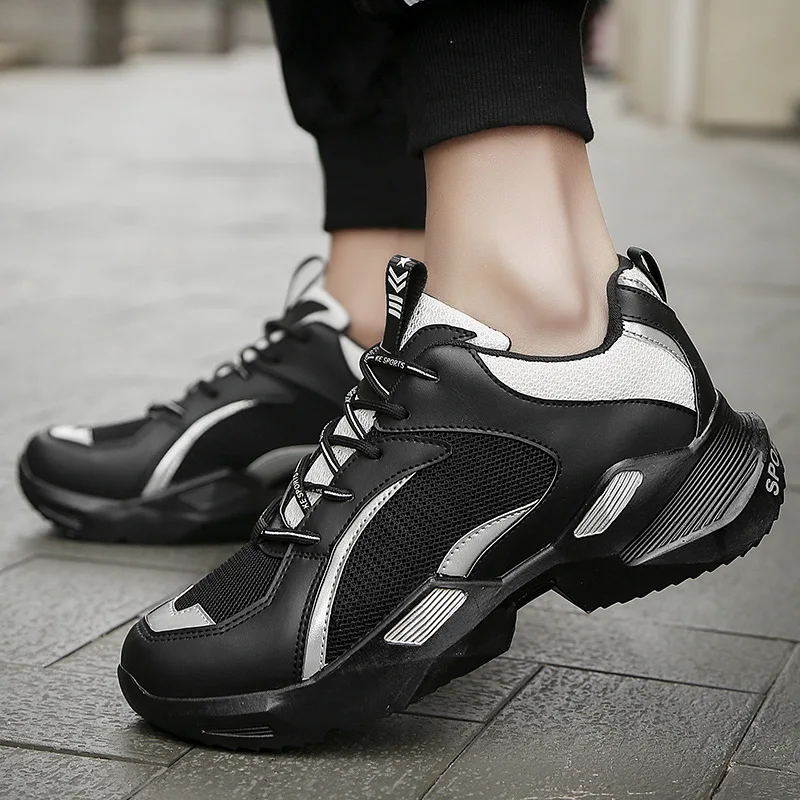 

Mesh Shoes for Men Spring Breathable Lightweight Platform Sneakers Vintage Male Chunky Wedge Quality Youth Fashion Trainers