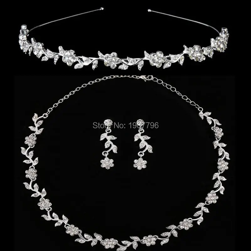 

Bridal Jewelry Sets European Bridal Necklace & Earrings & Headband Three-piece For Romantic Wedding