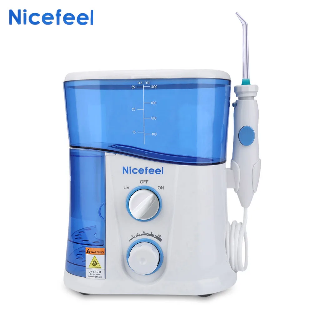 

Nicefeel 1000ML Water Flosser Dental Oral Irrigator Teeth Cleaner Professional Floss Oral Irrigator 7Pcs Jet Tip Water Tank