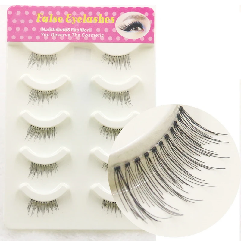 

YOKPN 100% Handmade Half False Eyelashes Natural Eye Tail Elongated Fake Eyelash Tools Soft Long Eye Lashes Beauty Makeup Lashes