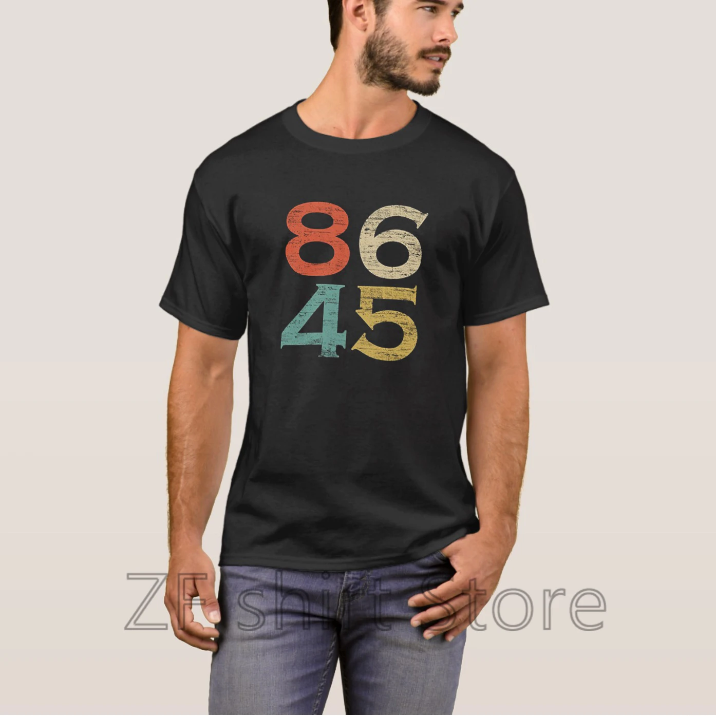 

Fashion Cool Men T shirt Women Funny tshirt classic vintage style 86 45 anti trump shirts Short Sleeve Basic T-Shirt
