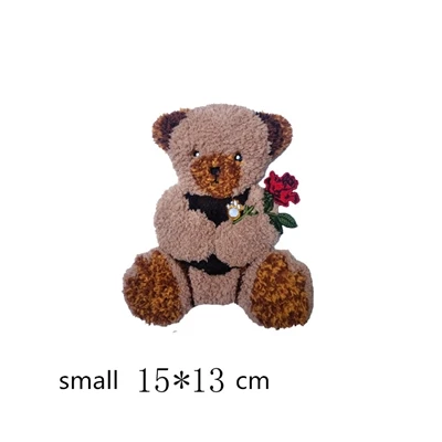 Роза медведь полотенце вышивка патч тепло пресс наклейки для детей DIY аксессуары аппликации фестиваль патчи значки - Цвет: small