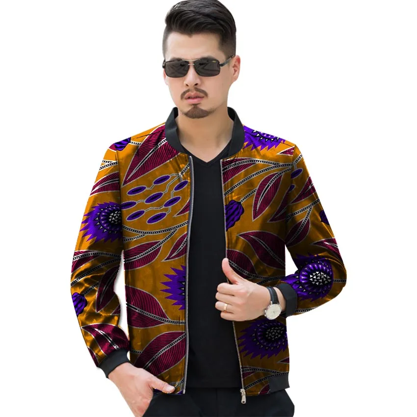 Festive Customized Fashion Africa Print Men Baseball Jacket Casual