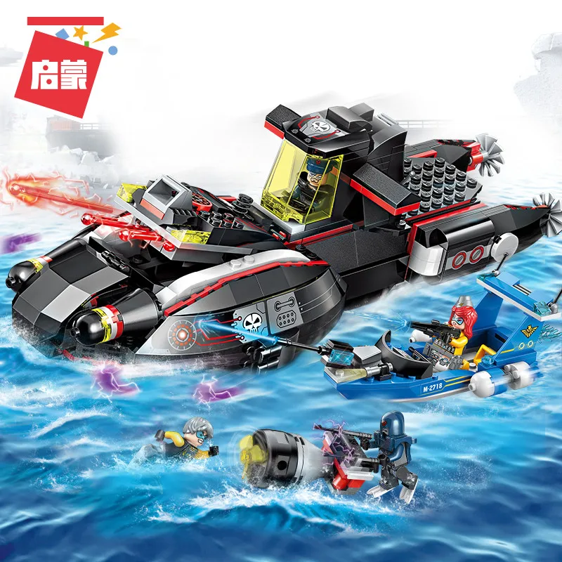 Stapelleisten Einfach Erleuchten Baustein Hohe-tech Ära Whale Submarine 4 Figuren 466 Stücke Pädagogisches Technik Ziegel Spielzeug Für Jungen Geschenk