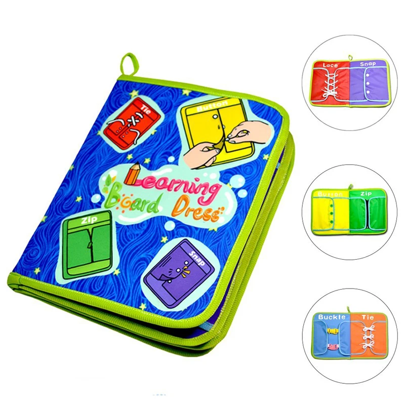 

8 Pages Kid Toy Montessori Dress Boards Quiet Book Early Learning Basic Life Skills Toys - Zip, Snap, Button, Buckle, Lace & Tie