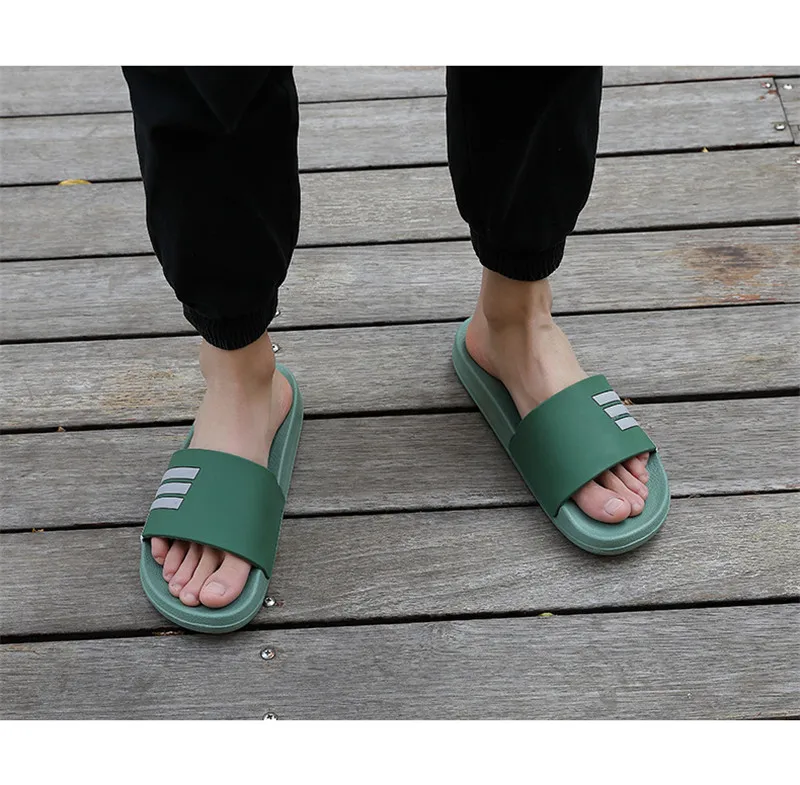 Slipper Male Shoes Ginghan Summer Beach Men Slides Man Outside Couple Slippers PVC Casual Style Bottom Flip Flops