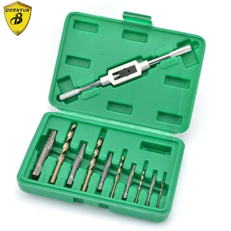 

Borntun 11pc/set Manual Screw M3-M12 Extractor Remover with Tapping Wrench Handheld Broken Screw Bolt Extracting Removing Tools