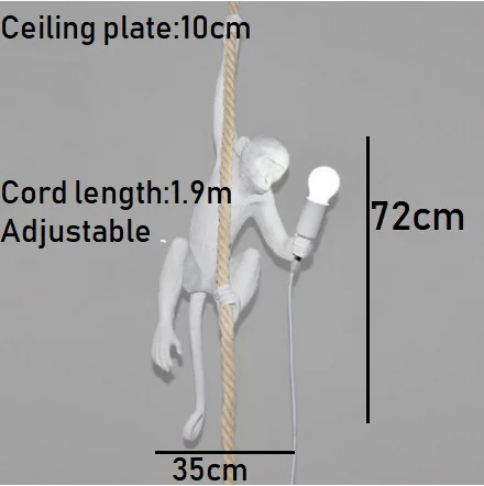 LukLoy современный подвесной светильник лампа в форме обезьяны Лофт пеньковая веревка лампа коридор исследование кафе обезьяна подвесной светильник подвесной винтажный светильник - Цвет корпуса: Pendant light