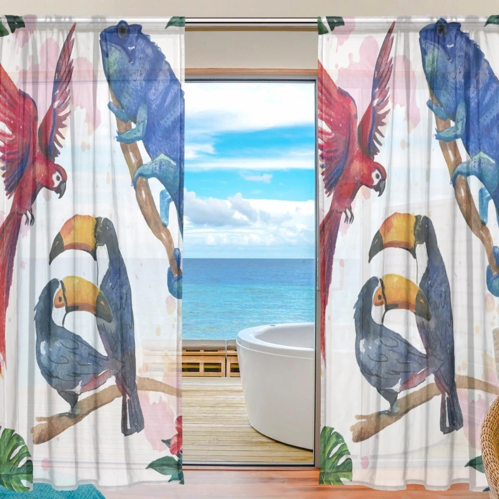 Sheer Door Curtain Panels W55x L78 Inch/55x L84 Inch Torrid Zone Animals  Red Bird Window Curtains Voile Sheers 2 Panels Set|curtain voile|voile  sheerscurtain panels - AliExpress