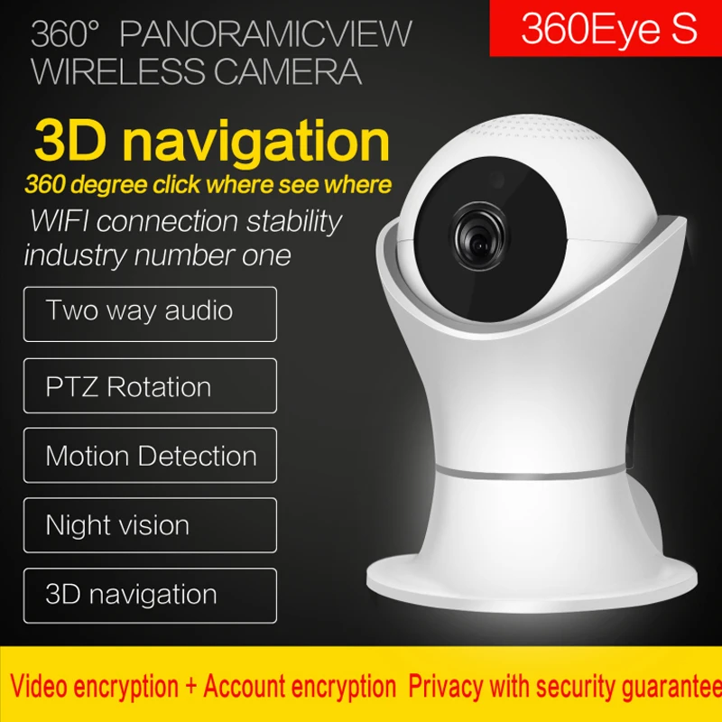 360 degree camera3D navigation Internet network HD video Wireless Home Security Surveillance 360 Video Camera Baby Monitor 2.0MP