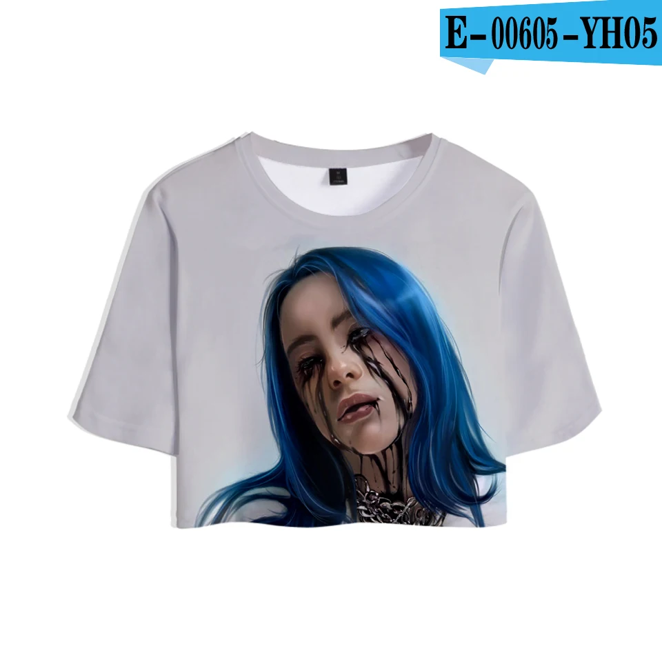 FADUN tommet футболка 3D Billie Eilish летние модные топы Женская Повседневная одежда Harajuku Лидер продаж топы с принтом размера плюс XXL - Цвет: YH05-1