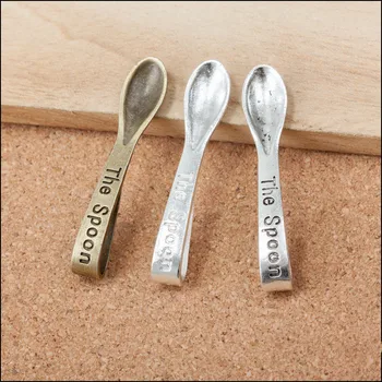 

Wholesale Price 50PCS Kawaii Kids Spoon Shape Jewelry Charms Bronze Silver Tone Plated Alloy Necklace Bracelet Pendant 48x9x8mm