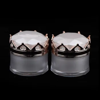

Clear Plastic Refillable Cosmetic Jars Empty Face Cream Lip Balm Storage Containers Pots Bottles with Crown Screw Lids(2 Pcs)
