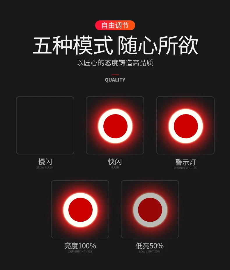 Excellent 5 Modes Bicycle Light USB Charge LED Bike Light Flash Tail Rear Bicycle Lights for Mountain Bike Seatpost Warning Light Safety 5
