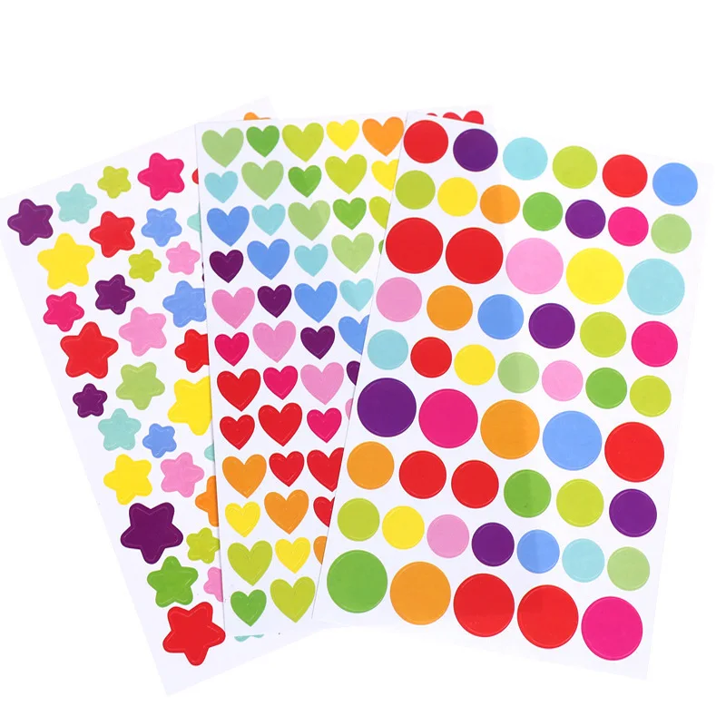 

6PCS/Pack Cute Simple Heart Dot Scrapbooking Stickers Diary DIY Decorative Stickers Embellishments Creative Material Craft Paper