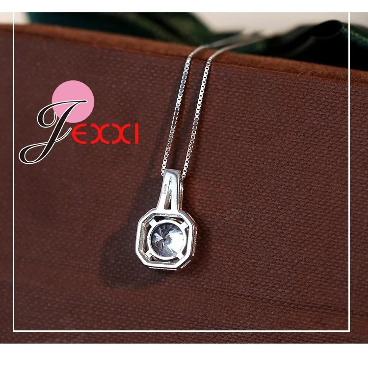 925 Sterling Silver Necklace And Pendants Jewelry For Women Box Chain CZ Crystal Stone Accessories silver necklace silver necklace charms pendant necklace silver pendant