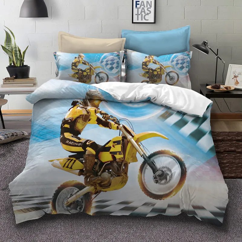 Fanaijia 3d Motorcycle Bedding Set Kids Cool Design Duvet Cover