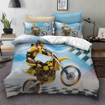 

Fanaijia 3d Motorcycle Bedding Set Kids Cool Design Duvet Cover Set with Pillowcase Quilt Cover Boy's Best Gift Bedline