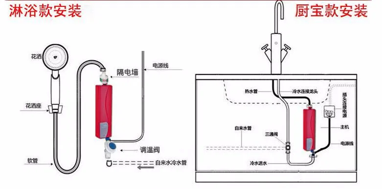 220 V 3000 W tankless портативный тонкий полосатый Мгновенный водонагреватель