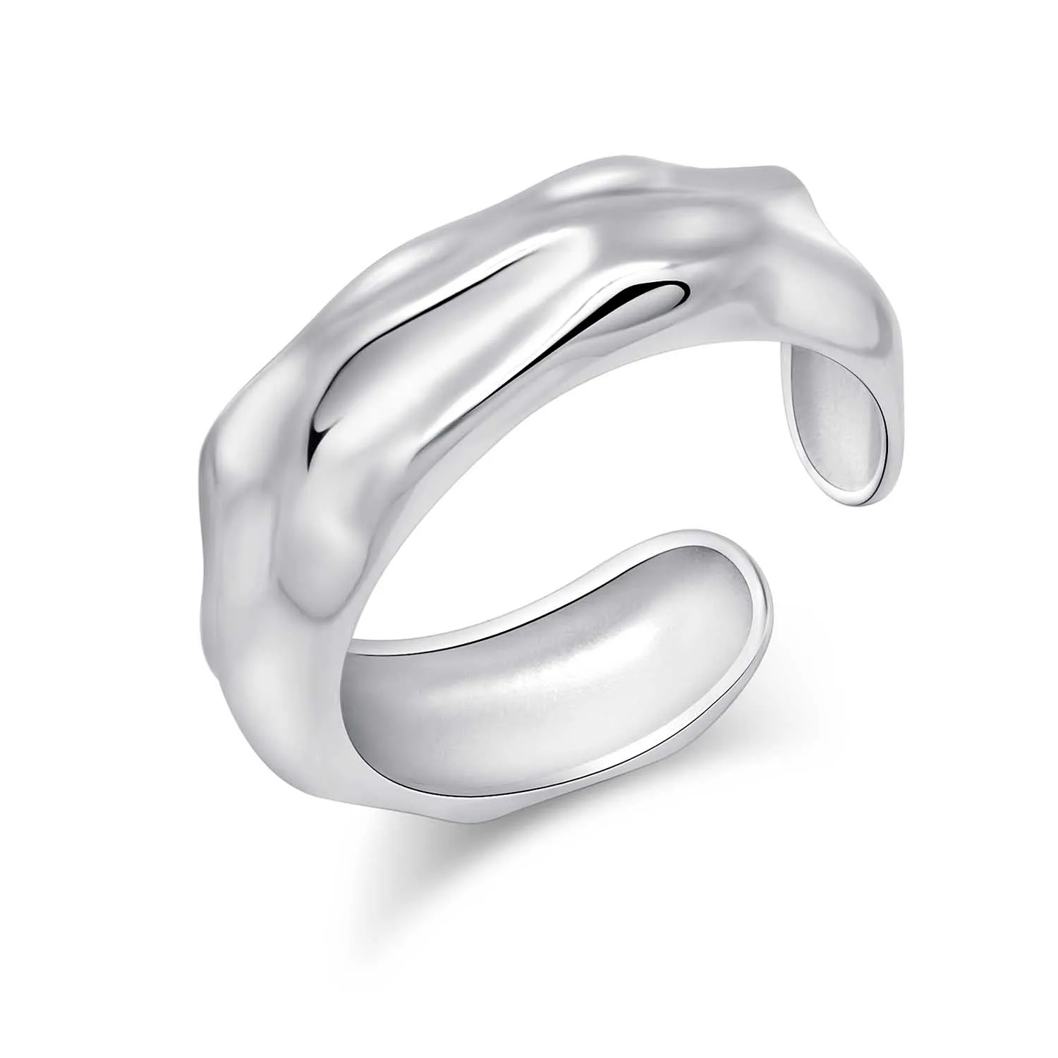

Simple Wrinkle Solid 925 Sterling Silver Adjustable Ring