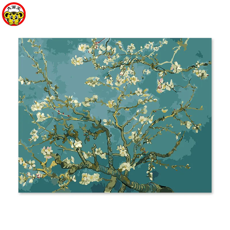 

painting by numbers art paint by number DIY decoration drawing room bedroom sofa background painting Van Gogh apricot flower