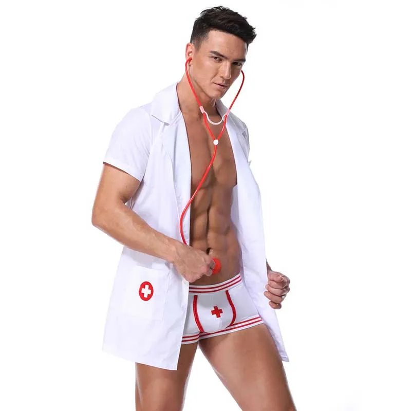 3 PCS Mens Nurse Costume Sexy Cosplay Adults Night Party Clothing Gay Uniform Underwear Doctor Roleplay Physician Sexy Fancy Suits (3)