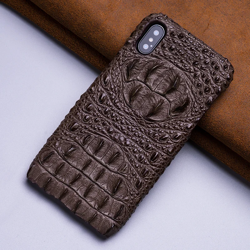 

iphone7 case for iphone X 7 8 plus XR XS max 6 6s cowhide Leather crocodile skull water proof Half-wrapped Luxury freeshipping