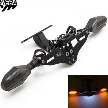 

Universal Motorcycle License Plate Bracket Holder LED Light FOR KAWASAKI TRIUMRH 675 STREET TRIPLE SCRAMBLER DAYTONA 600/650/675