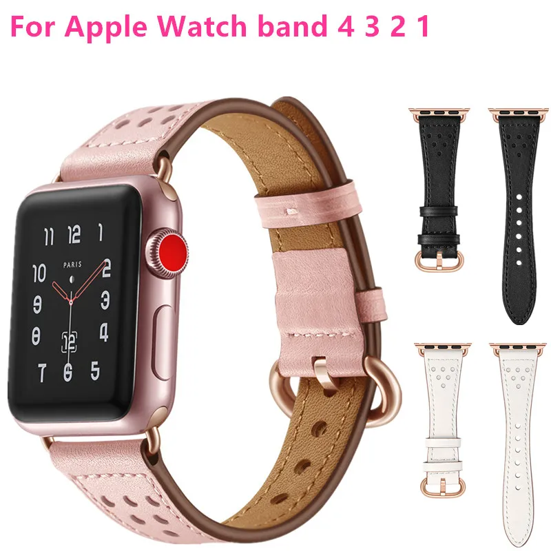 

woman Leather strap For Apple Watch band 4 44mm 40mm gift bracelet belt For iwatch 3 2 1 band 38mm 42mm Metal Buckle watchband