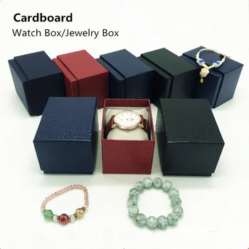 

Wholesale Cardboard Watch Box Fashion Black/Blue/Red Watch Gift Case Rectangle Watch Storage Boxes Case Package For Single Watch