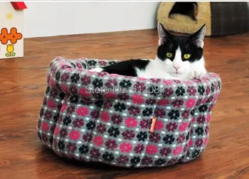 

Free shipping pet puppy Cat cat classic plaid cloth soft depth winter cat litter kennel bed house flower