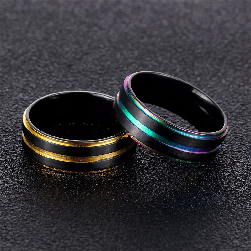 Modyle Brand New Black 316L Stainless Steel Men Finger Rings Multicolor Gold Color Cool Male Rings Gift Wholesale