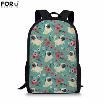

FORUDESIGNS Children's Schoolbag Satchel Kawaii Pug Printing for Teenager Boys& Girls Orthopedic School Backpack Bookbag Animal
