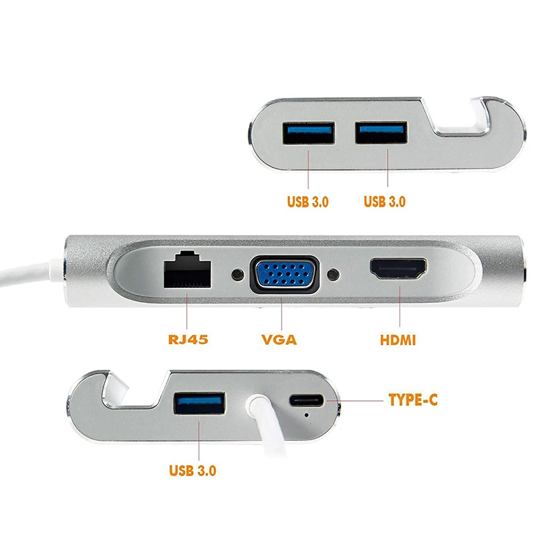 Baolyda USB C Dock Station 7-in-1 DEX Station for Samsung Dex Mode USB Type C to HDMI VGA 4K Ethernet PD Charge USB 3.0 Adapter