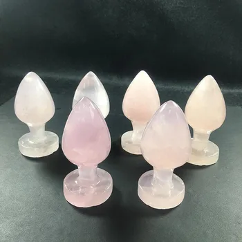 

MJP Natural smooth pink rose quartz crystal egg massager for sale