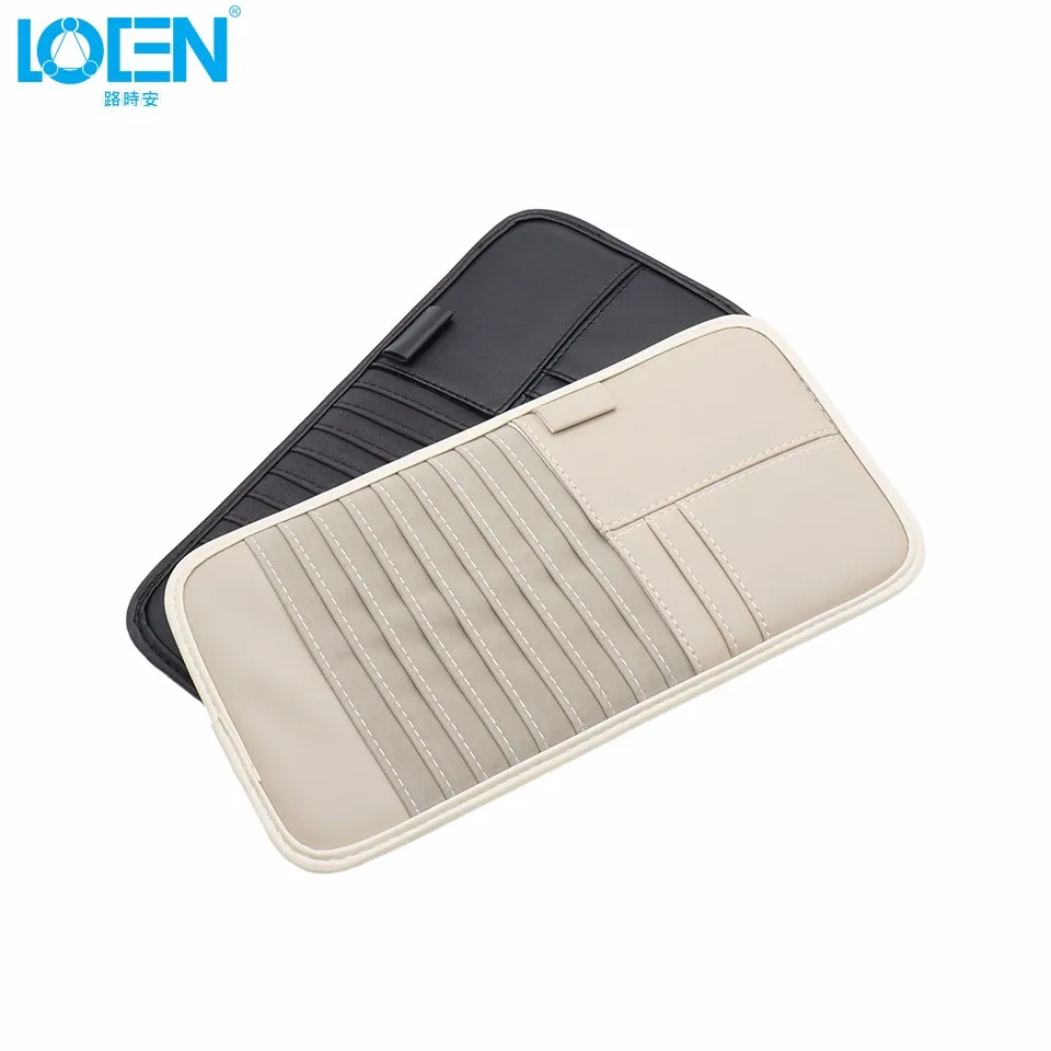 1X Black Leather Auto Car Auto Sunshade Cover Sun Visor CD Holder Organizer New