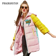 Зимние Модные женские туфли с капюшоном белая утка Подпушка куртка Утепленная одежда забавные патч конструкции Мужские парки женские Повседневное молнии длинное пальто 155