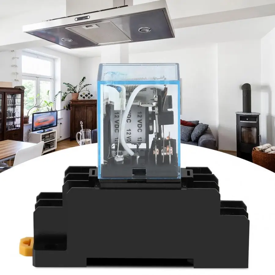 

12V DC Coil Power Relay LY2NJ DPDT 8 Pin HH62P With Socket Base General Purpose Relays Household Intermediate Relay