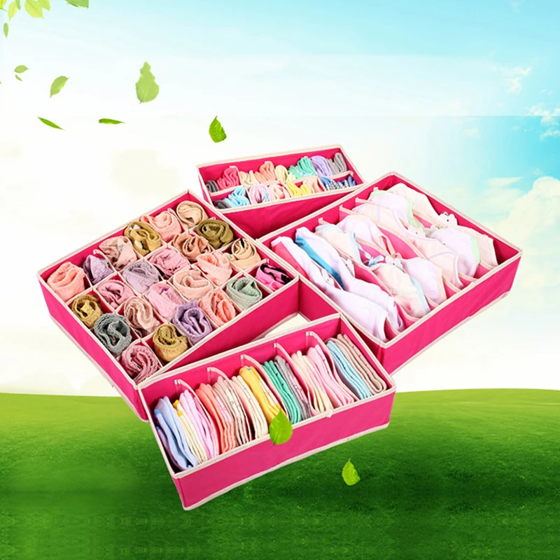 Four-piece Set Storage Box Underwear Clothing Bra Laundry Organizer Closet for Storage of Linen for Socks Creative Indoor Home