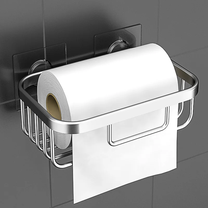 UNTIOR Stainless Steel Toilet Paper Basket Holder Wall-mounted Bathroom Kitchen Paper Tissue Box Toilet Paper Holder with Shelf - Цвет: A