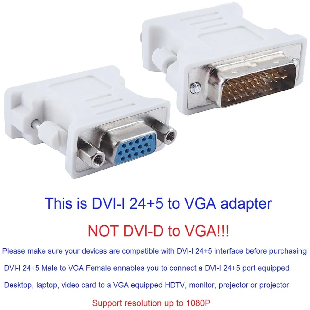 Переходник DVI VGA I адаптер 24 + 5 папа HD15 Женский Поддержка 1080P для DVD TV HDTV компьютера