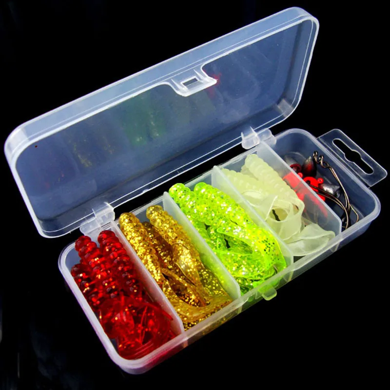 31Pcs Soft Worm Lure Lure Set Head Jig Hooks Fishing Baits Set Tackle