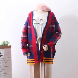 2018 Продажа И Соединенные Шаша весенняя одежда восстановление древних способов привести решетки вязаный свитер свободные пальто утолщение