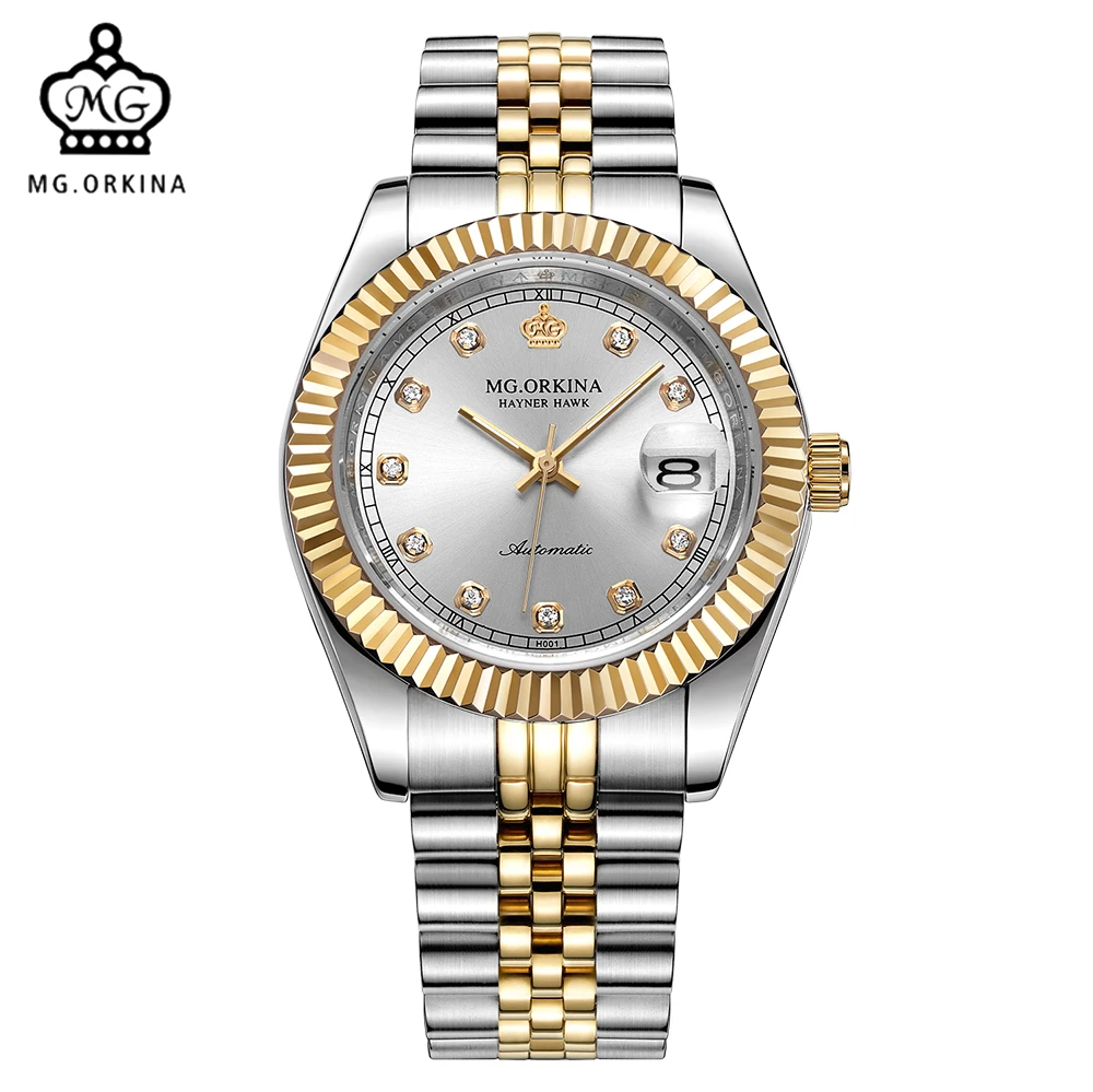 Мг. Часы ORKINA мужские деловые из нержавеющей стали роскошные двухсторонние с