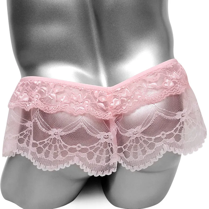 Трусы с мешочком Sissy стринги нижнее белье цветочным кружевом Сетчатое прозрачное