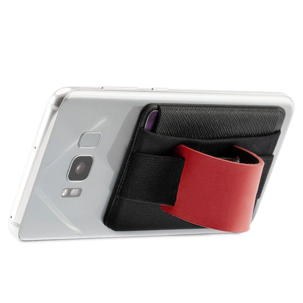 

Card Holder Sling Grip Leather Elastic Finger Pocket Safety Phone Stand Tablet Wallet Belt Anti Slip Universal Practical