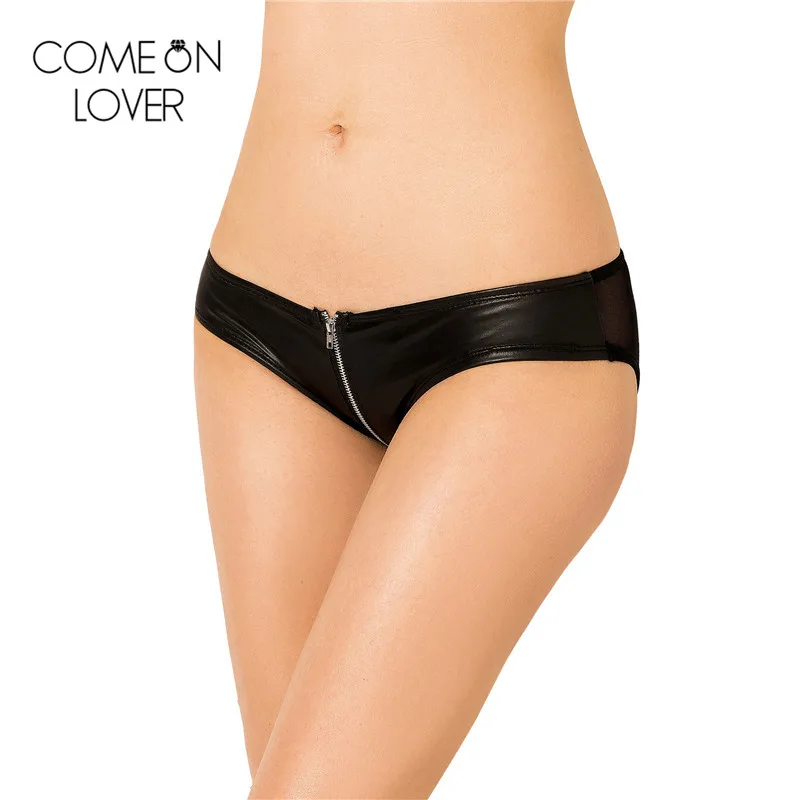 Comeonlover черные кожаные высококачественные трусики на молнии 2XL/3XL | Женская одежда