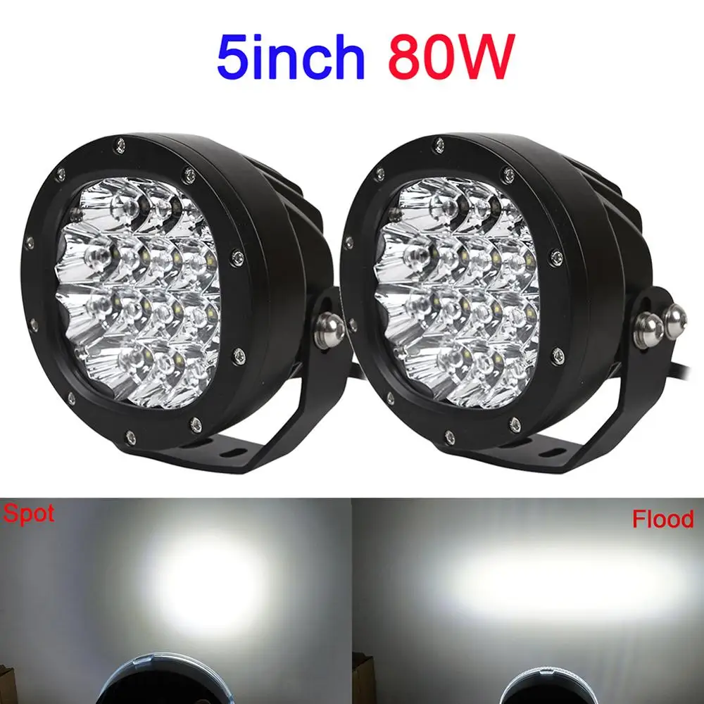 80w led work light high bright 80w led driving light spot led work light flood led driving light 5inch off-road light 5inch auto car offroad suv truck 4x4 4wd atv motorcycle utv newest working lamp 12v (1)