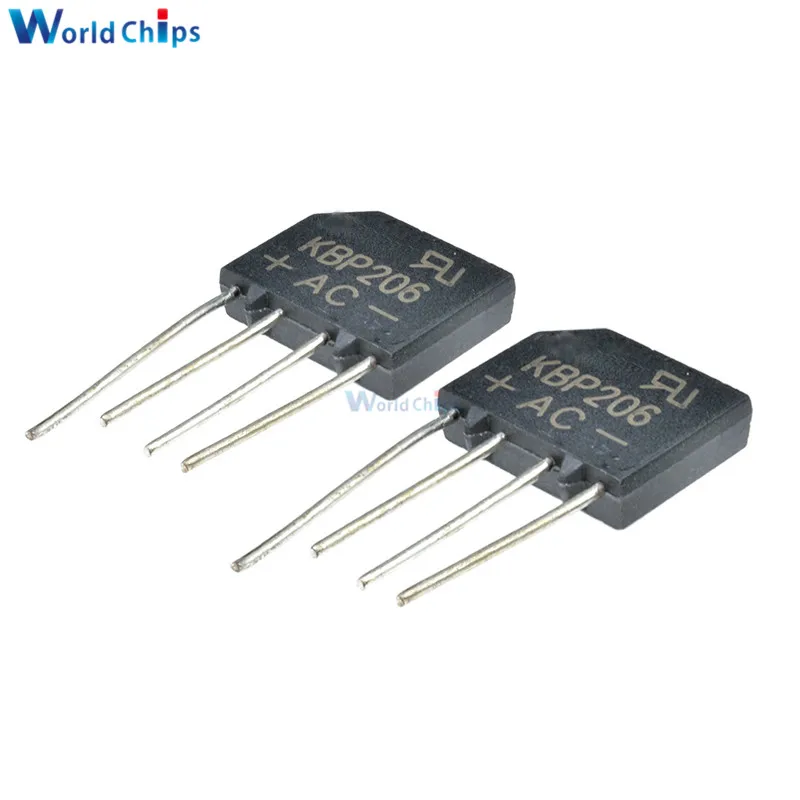 

10pcs Diode Bridge Rectifier 600V 2A KBP206G KBP206 SIP-4 Single Phase