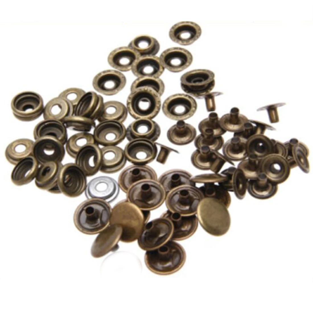 50pcs/set Metal Sewing Press Studs Buttons Snap Fastener Clothes Coat